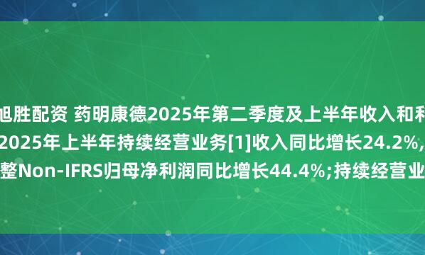 旭胜配资 药明康德2025年第二季度及上半年收入和利润均实现强劲增长, 2025年上半年持续经营业务[1]收入同比增长24.2%, 经调整Non-IFRS归母净利润同比增长44.4%;持续经营业务在手订单同比增长37.2%